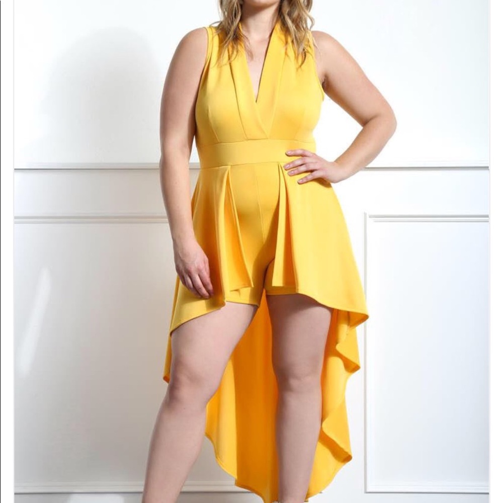 Yellow hi low romper